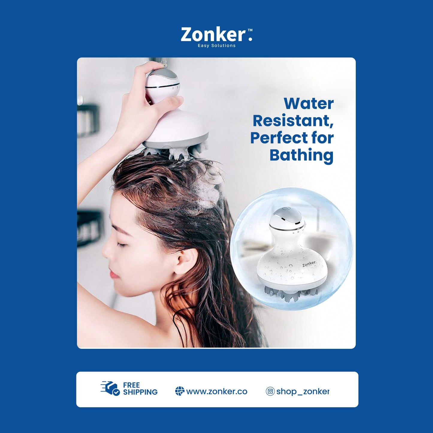 Shop Zonker Scalp Massager for Hair Growth – Cordless Electric Head Massager with 96 Silicone Nodes & 2-Speed Vibration
