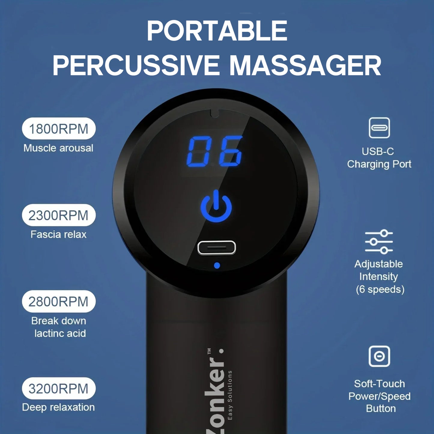 Compact & Portable Massage Gun | Body, Back, Neck, Legs Relief