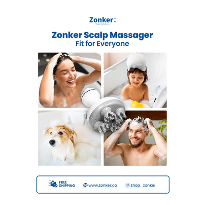 Shop Zonker Scalp Massager for Hair Growth – Cordless Electric Head Massager with 96 Silicone Nodes & 2-Speed Vibration